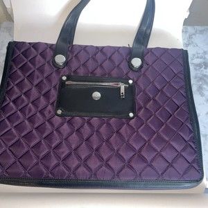 Knomo London Marina Black Purple Computer Laptop Tote exquisite bag